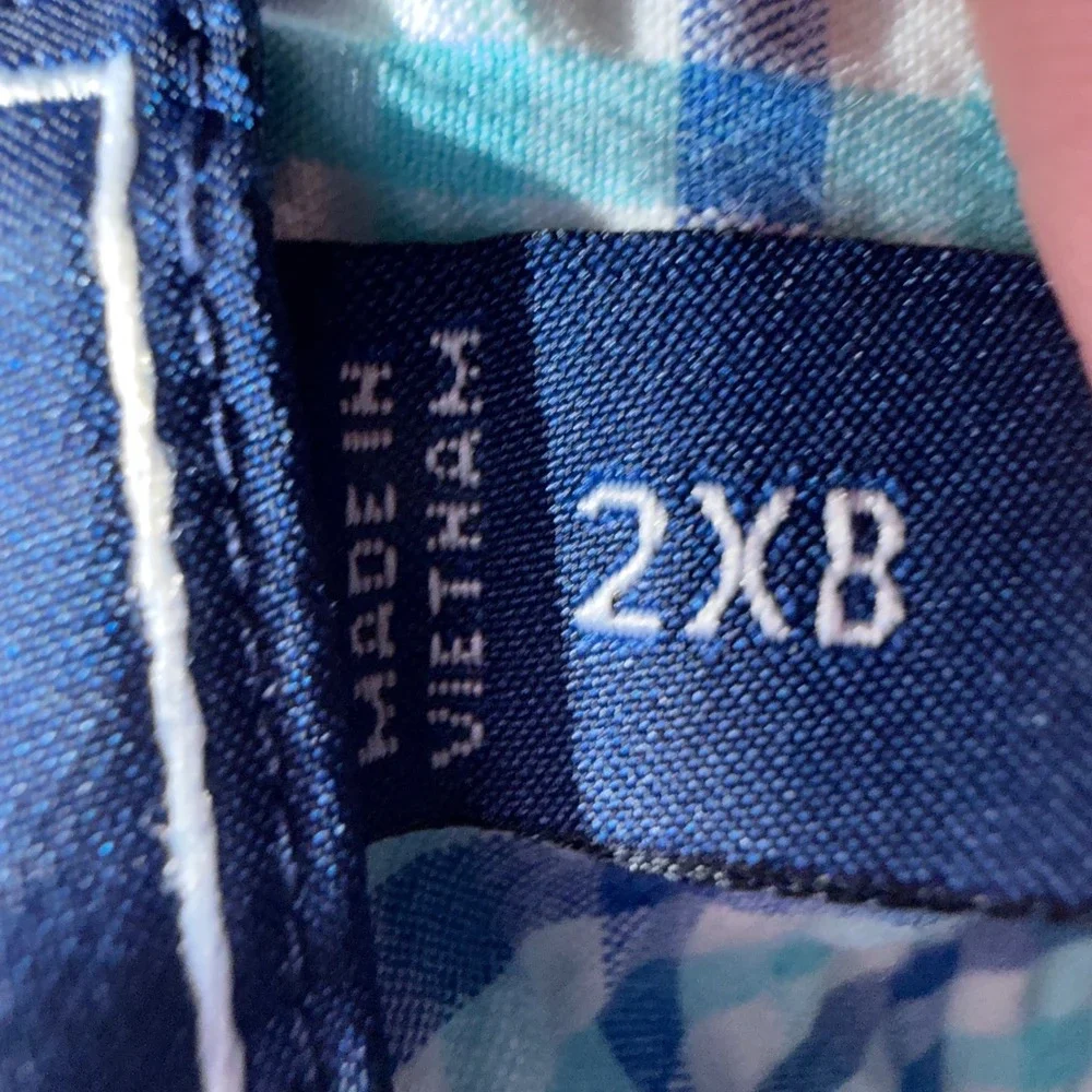 Vineyard Vines Mens Classic Fit‎ Tucker Shirt Blue Green Plaid Size 2XB 1W010685